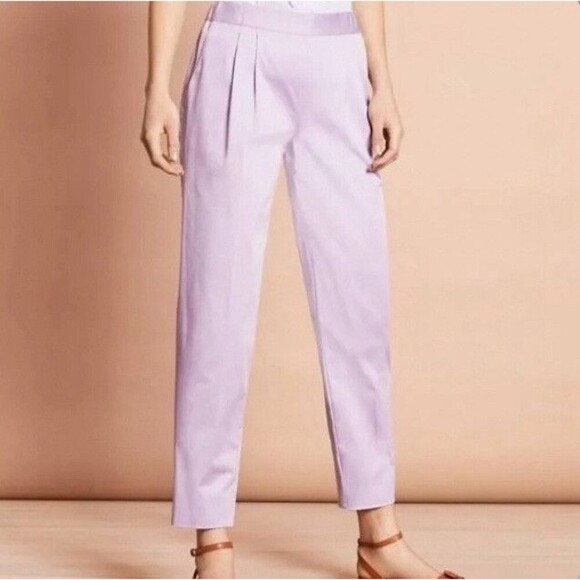 Brooks Brothers Pants Women Size 6 Elastic Waist Ankle Length Mid Rise Purple - Picture 1 of 6